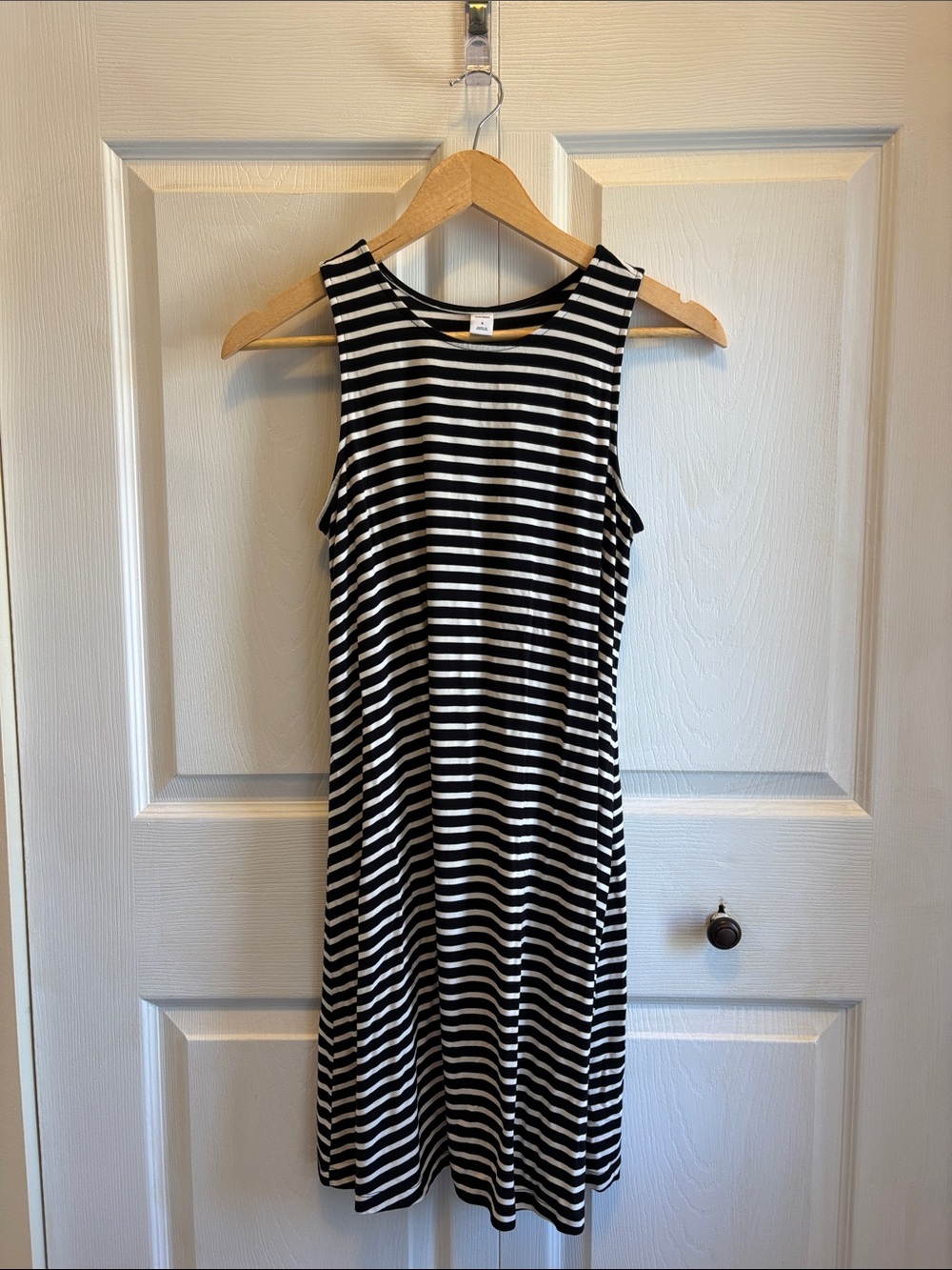 Old Navy Black and White Striped Midi Tank Dress